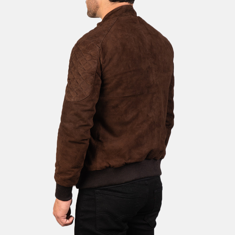 Men’s Cowboy Lambskin Suede Leather Bomber Jacket