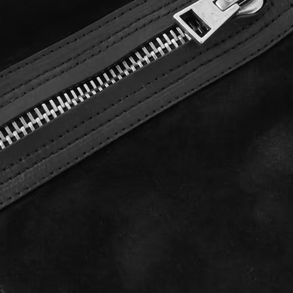 Men Black Suede Trimmed Sheepskin Leather Jacket