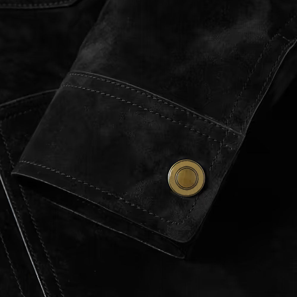 Men Black Lambskin Suede Leather Jacket