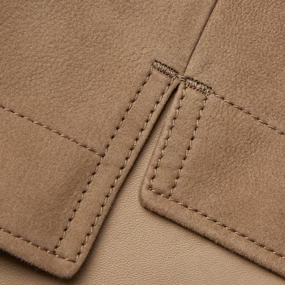 Men's Leather Brown Sheepskin Trucker Jacket