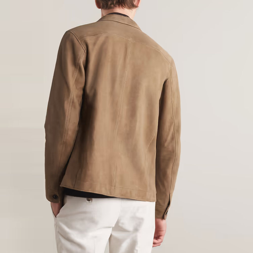 Men's Leather Suede Sheepskin Trucker Jacket