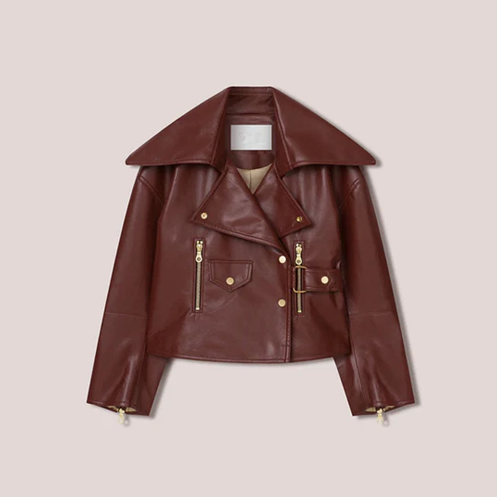 Women Lambskin Designer Red Fashion Leather Jacket