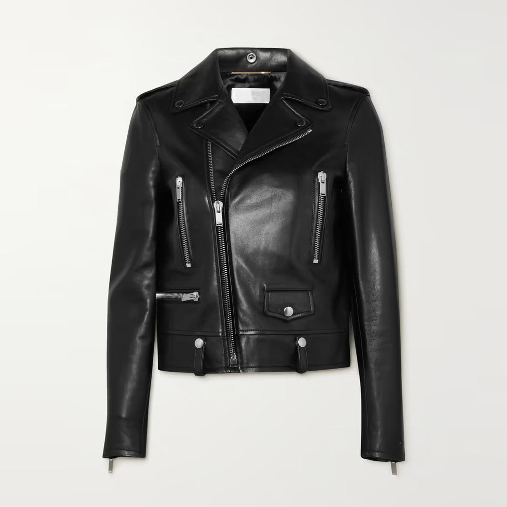 Women Black Sheepskin Riding Leather Biker Jacket