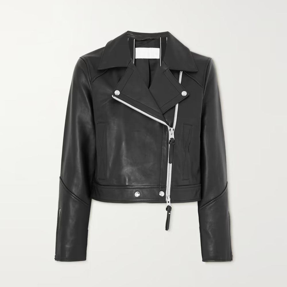 Women Black Lambskin Leather Riding Biker Jacket