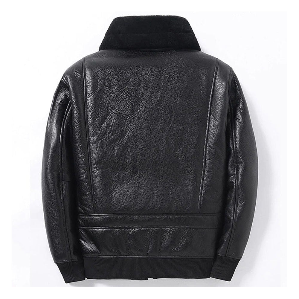Men Aviator Flight B3 Airforce Pilot Black Shearling Leather Jacket