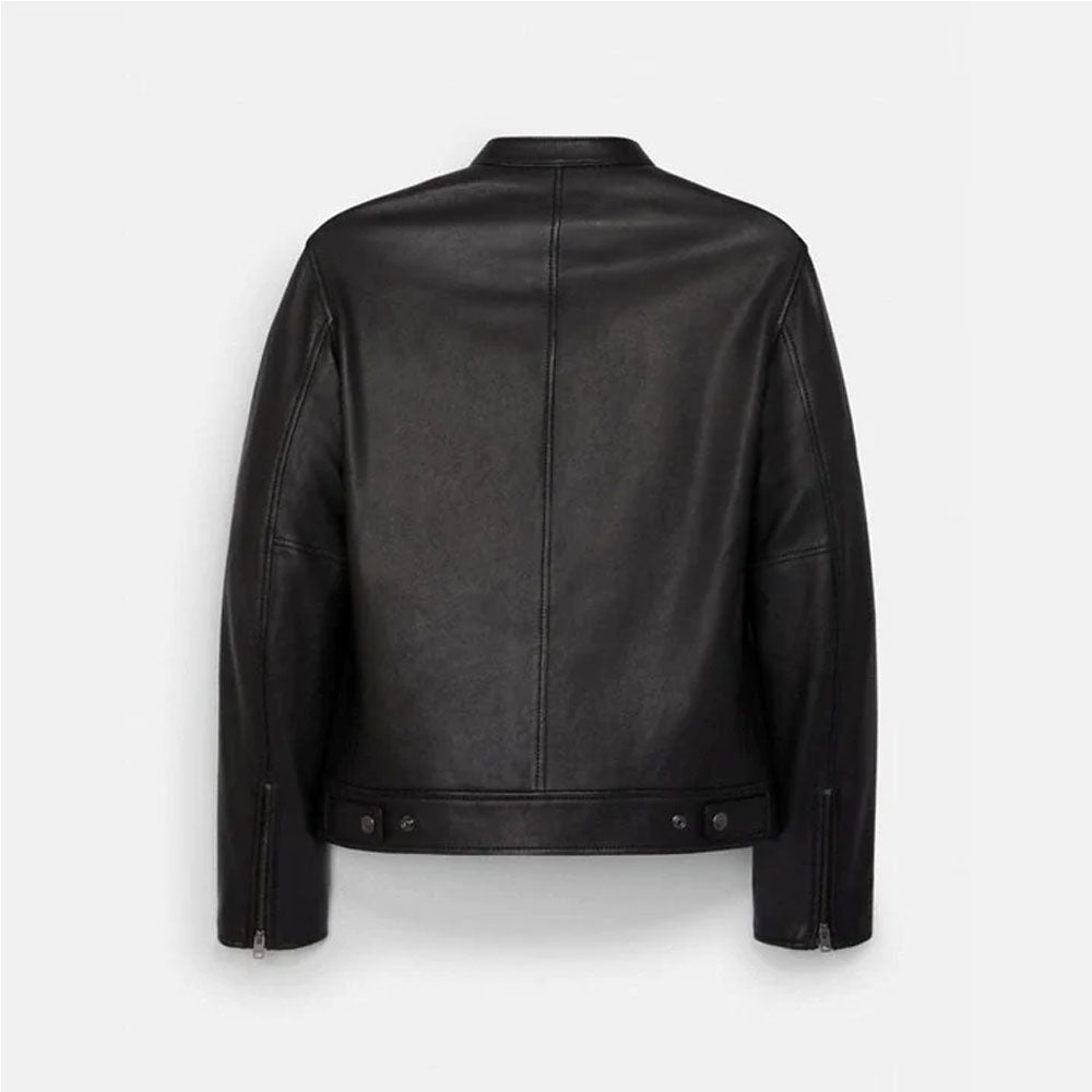 Men's Sheepskin Racer Biker Leather Jacket