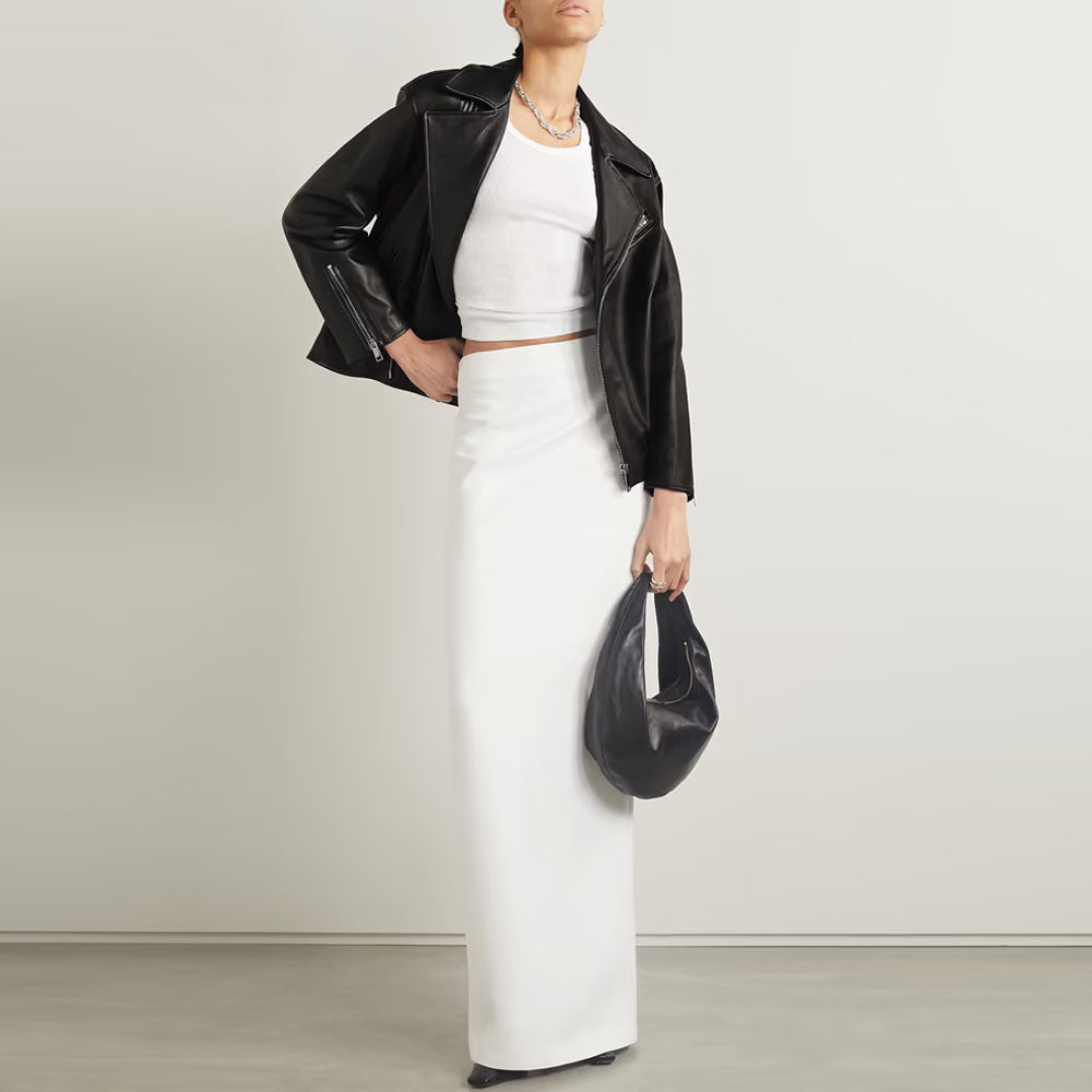 Women Black Lambskin Motorbike Leather Biker Jacket