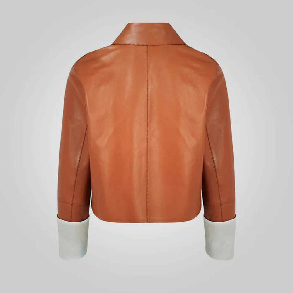 Brown Designer Women Leather Jacket