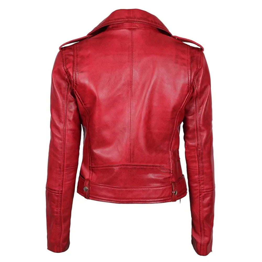 Women Styled Lambskin Red Leather Jacket