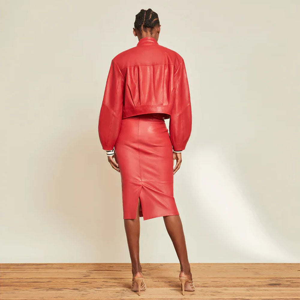 Women Red Leather Jacket
