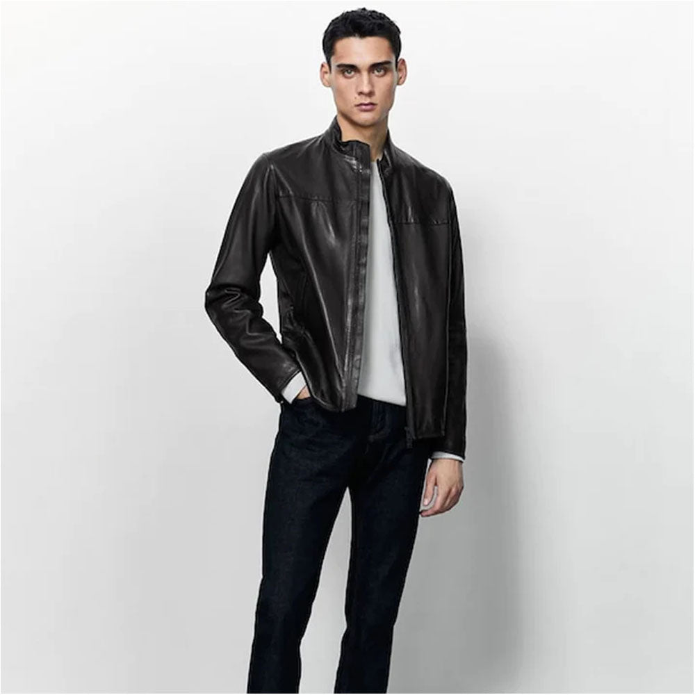 Sheepskin Biker Black Leather Jacket