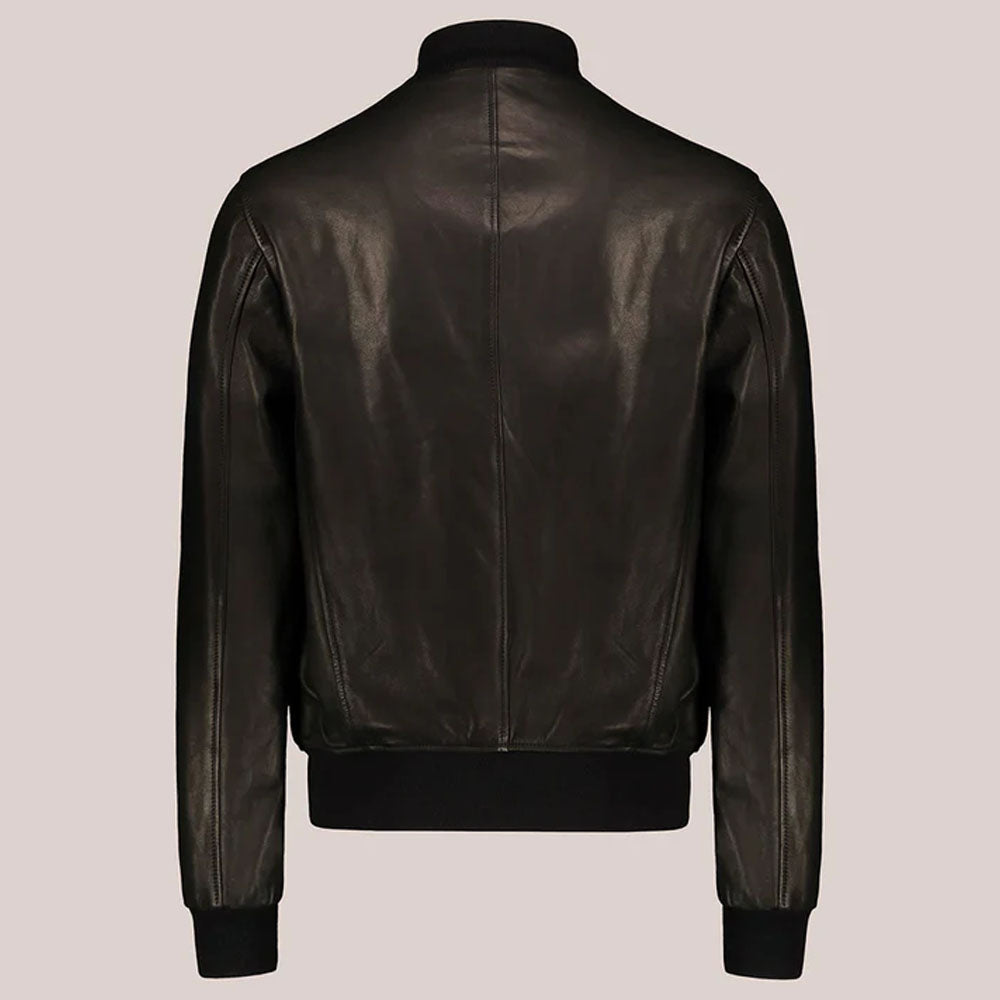 Black Lambskin A-1 Flight Vintage Bomber Leather Jacket