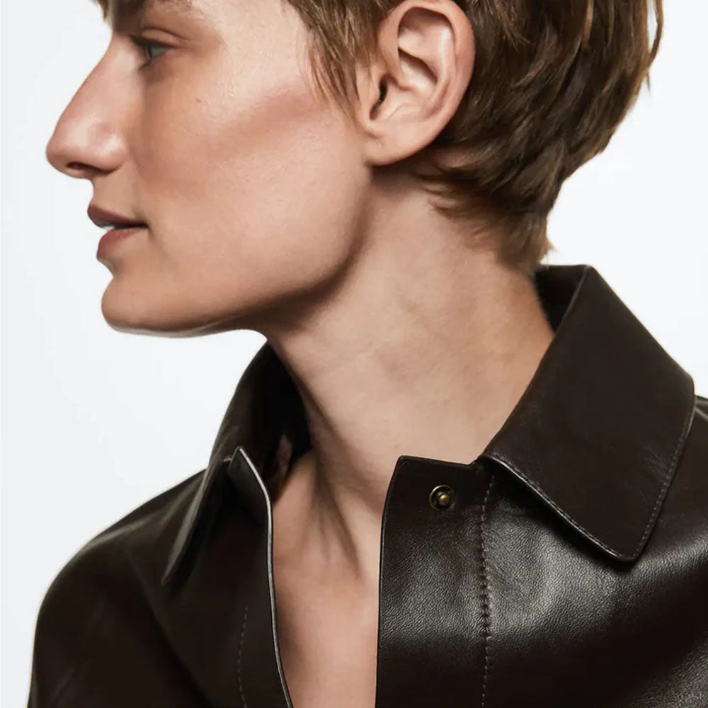 Shirt Styled Women Sheepskin Leather Jacket