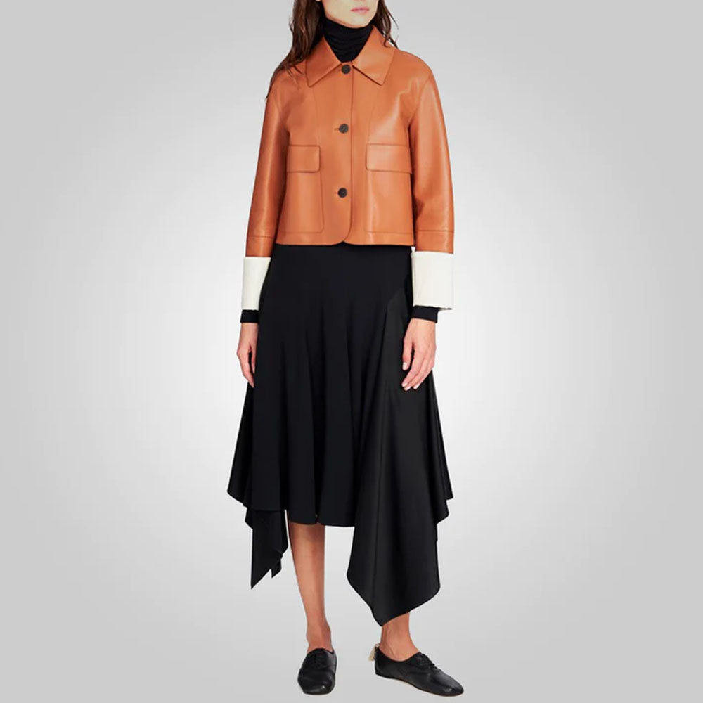 Brown Women Lambskin Leather Jacket