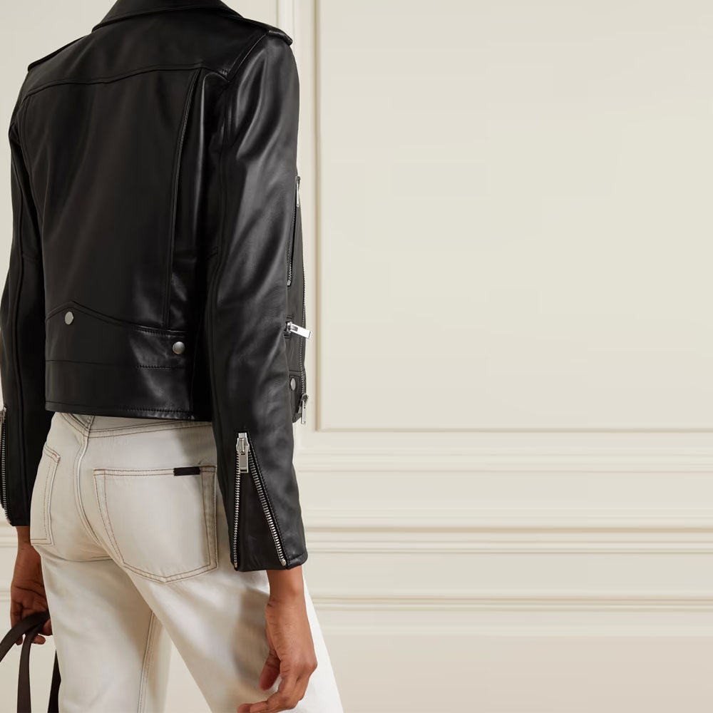 Women Black Riding Leather Biker Jacket