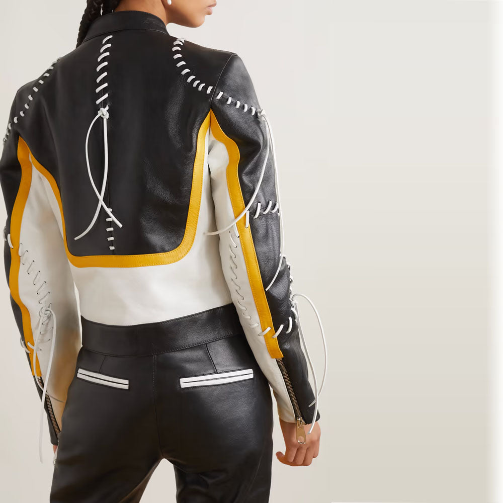 Black Sheepskin Motorcycle Riding Leather Biker Jacket