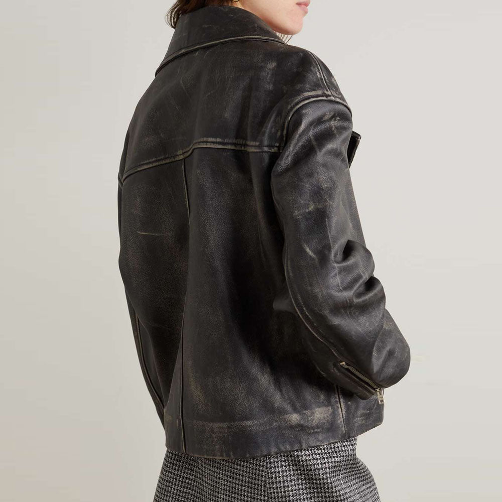 Black Motorcycle Goatskin Biker Leather Jacket