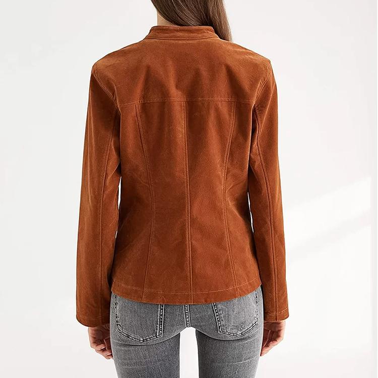 Suede Lambskin Cowboy Leather Biker Jacket For Women