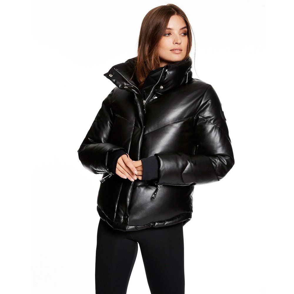 Bubble Black Sheepskin V-Bomber Leather Jacket