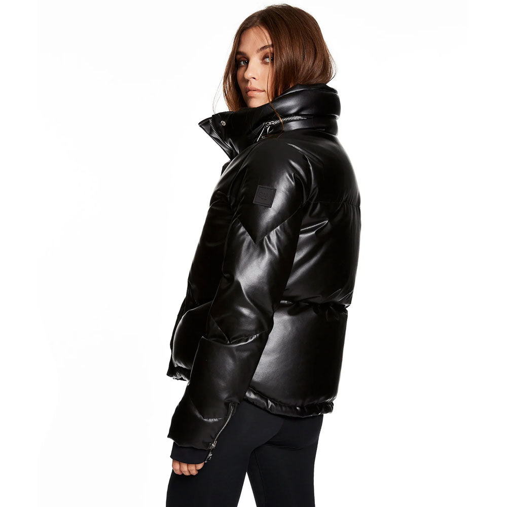 Women Bubble Sheepskin V-Bomber Leather Jacket