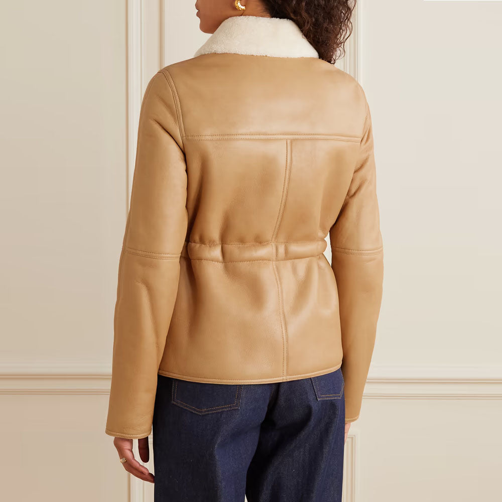 Brown Aviator Flight RAF Sheepskin Fur Shearling Leather Jacket