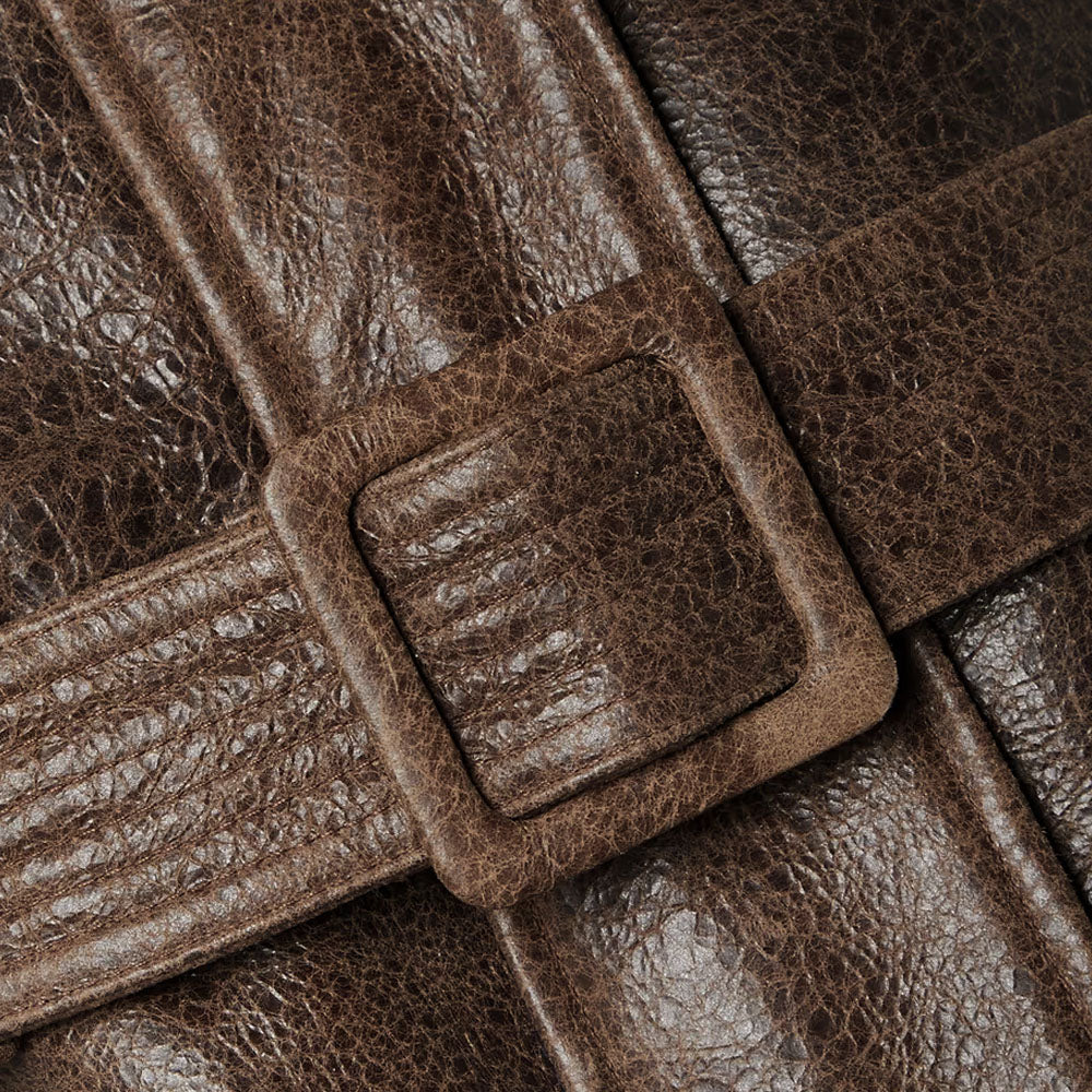 Women Bonny Belted Aviator Sheepskin Fur Collar Shearling Leather Jacket