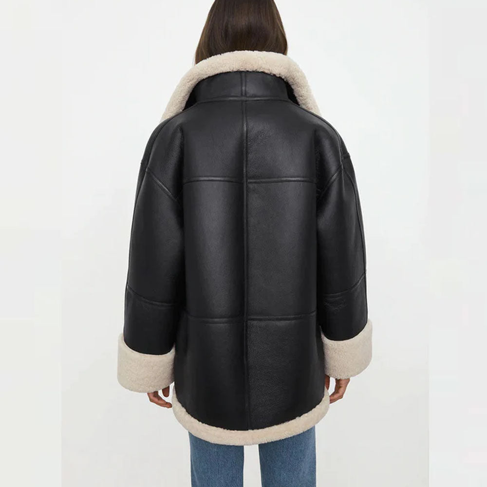 Women Aviator Fur Flight B3 Sheepskin RAF Shearling Leather Jacket
