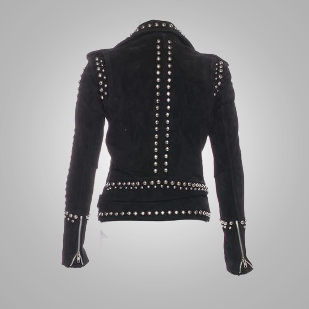 Black Leather Motorcycle Spiked Studded Leather Jacket