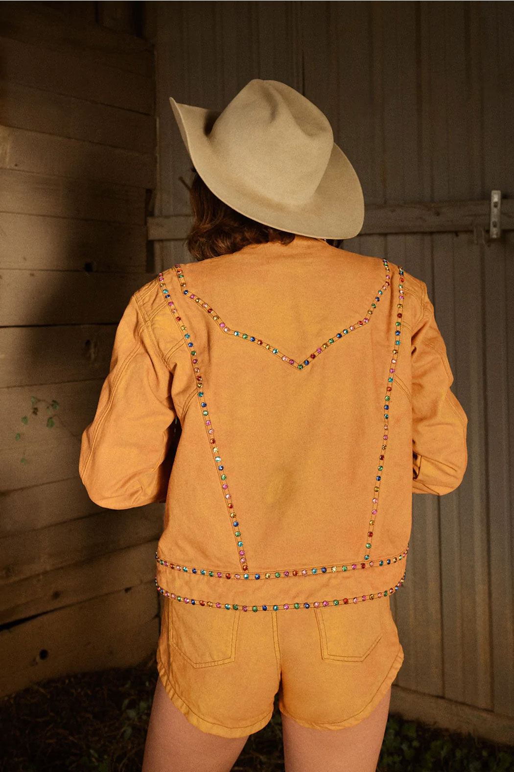 Women's Style Silver Studded Brown Suede Leather Jacket