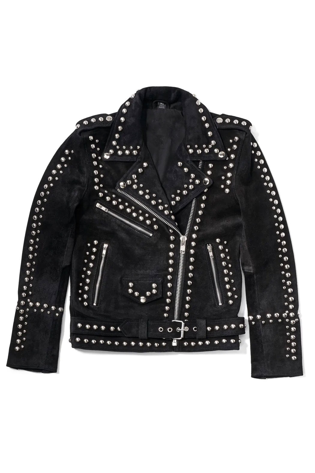 New Black Style Silver Spiked Studded Leather Jacket