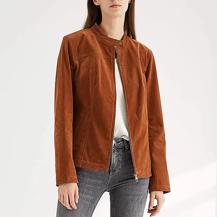 New Suede Lambskin Cowboy Leather Biker Jacket For Women