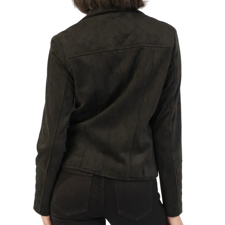Women Black Suede Cowboy Lambskin Leather Biker Jacket