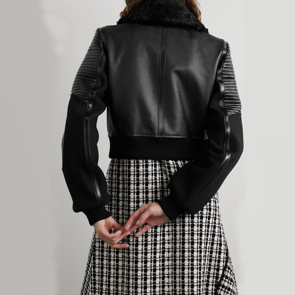 Shearling Sheepskin B3 Bomber Leather Biker Jacket