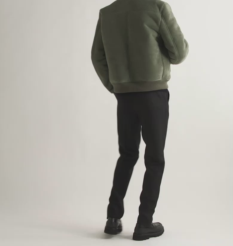 Sheepskin B3 Bomber Flying Green Shearling suede Leather Jacket