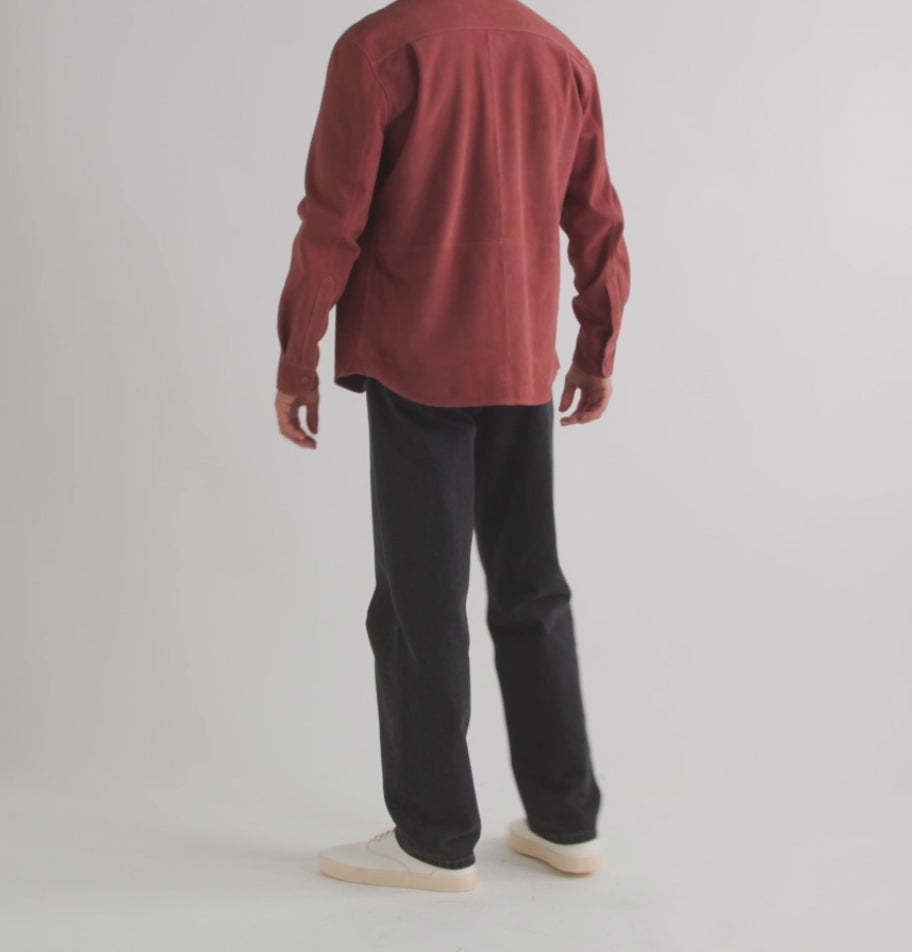 Pink Lambskin Suede Leather Shirt Jacket