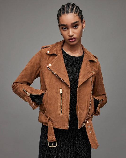 Brown suede jackets for women