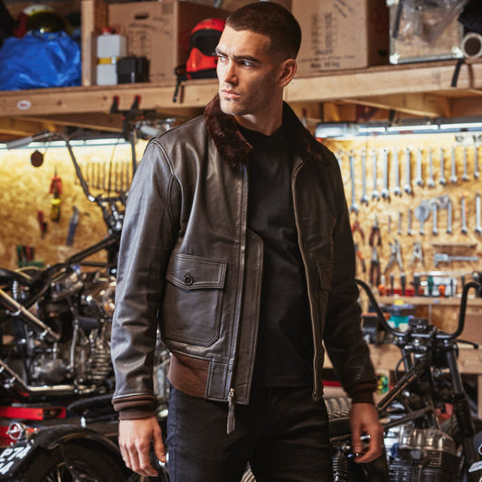 Aviator Leather Jacket-Shearling Jacket-B3 Bomber Jacket