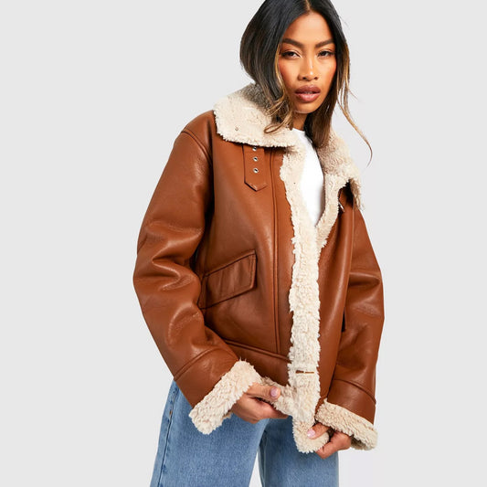 Aviator Leather Jacket-Sheepskin Jacket-Shearling Jacket
