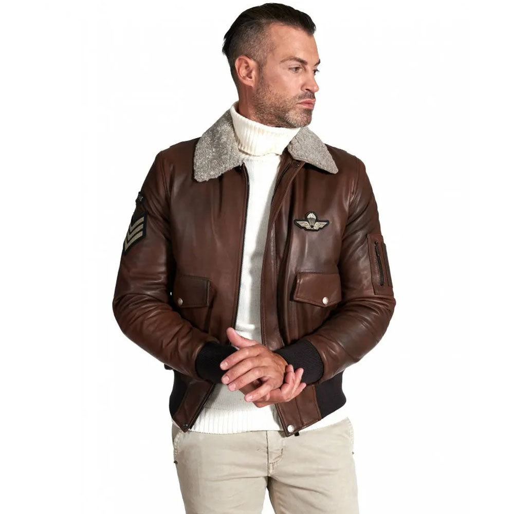 Aviator leather jacket - Bomber jacket - Searling jacket ...