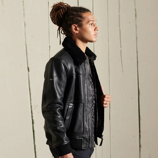 Aviator leather jacket-sheepskin jacket