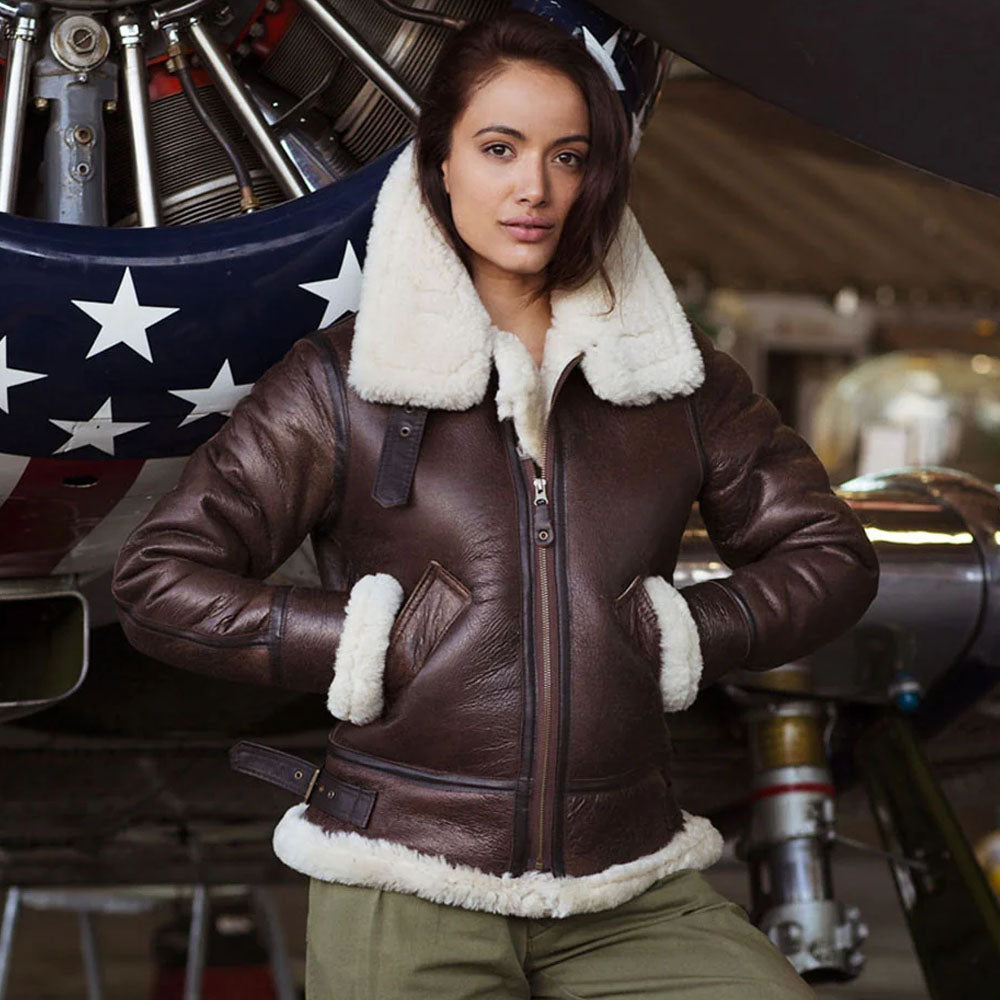 B3 bombar jacket-aviator jacket-sheepskin jacket-flying jacket