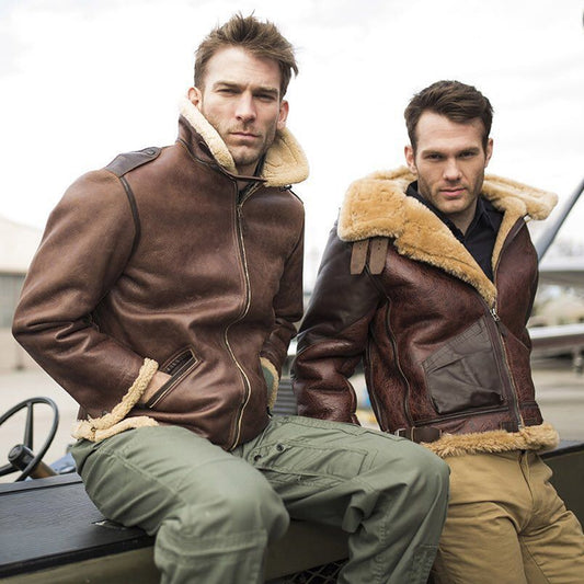 B3 Leather Bomber Jacket-Military Jacket-Flight Jacket