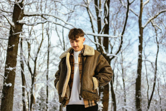 B3 shearling bomber jacket made from real sheepskin leather