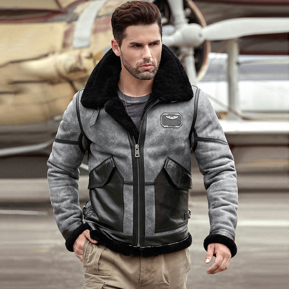 B3 leather bomber jacket-aviaor jacket-flight jacket