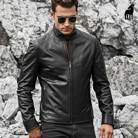 Black Leather Jacket-Sheepskin Jacket