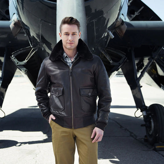 Shearling Leather Jacket-Sheepskin Jacket-B3 Bomber Jacket