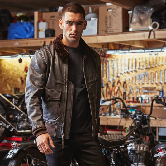 Leather Bomber Jacket-Military Jacket-Flight Leather Jacket