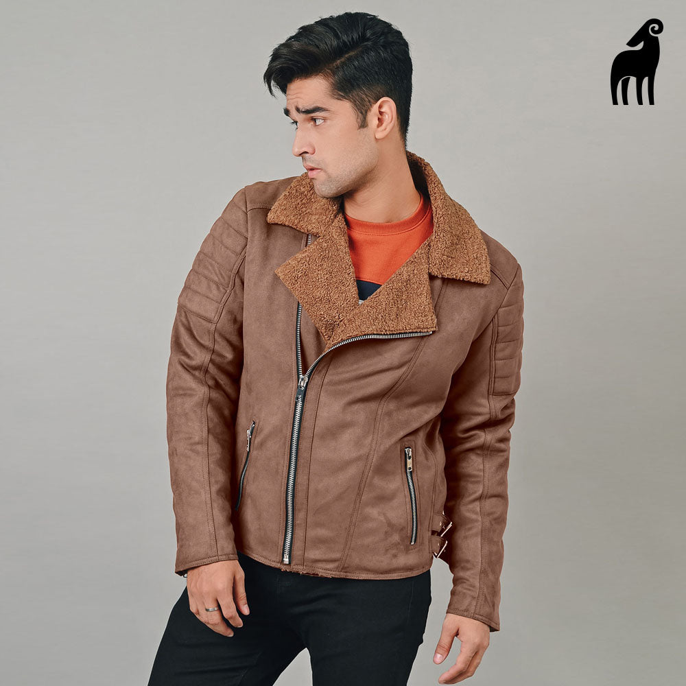 Brown Leather Jacket-Motorbike Jacket-Lambskin Jacket