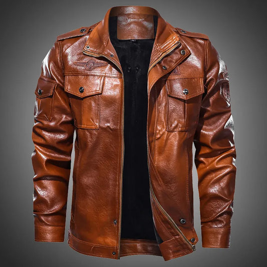 Brown Leather Jacket-Sheepskin Jacket-Aviator Jacket-B3 Jacket