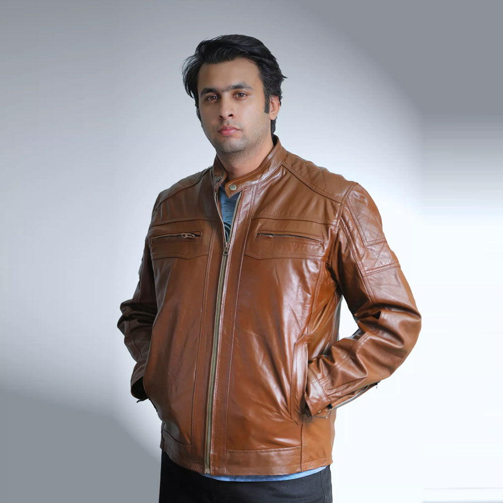 Brown leather jacket-sheepskin jacket-shearling jacket